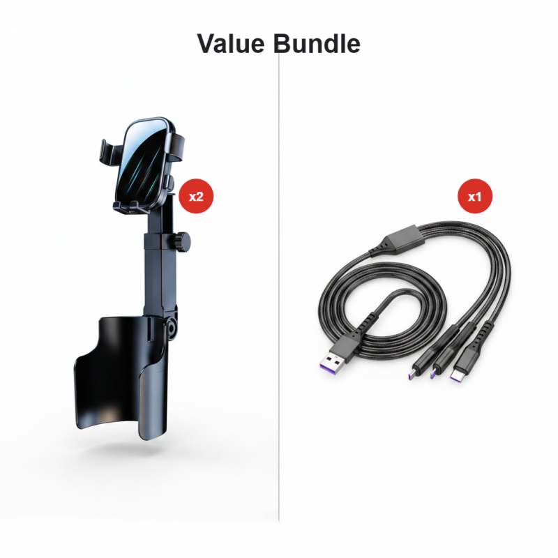 Car Cup Holder Phone Mount – 360° Adjustable, Strong N52 Magnet, One-Hand Operation