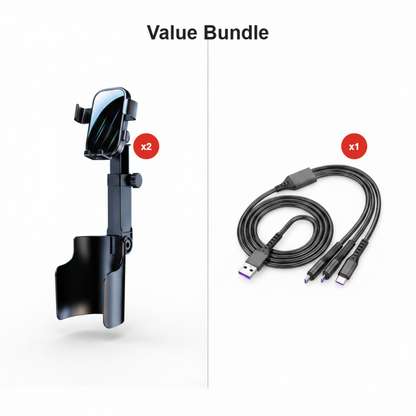 Car Cup Holder Phone Mount – 360° Adjustable, Strong N52 Magnet, One-Hand Operation