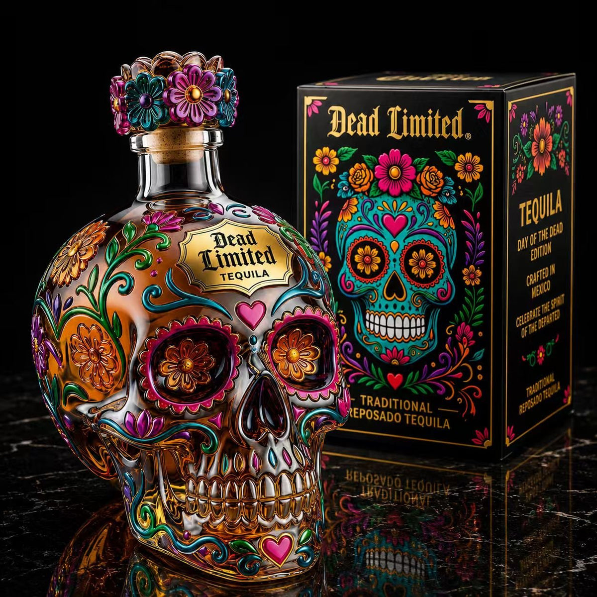 Day of the Dead Decorative Tequila Bottle