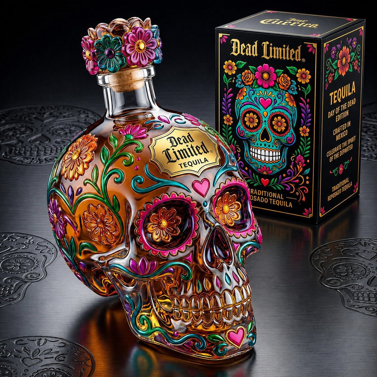 Day of the Dead Decorative Tequila Bottle