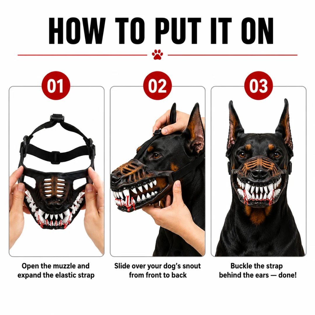 🐶Halloween Scary Dog Muzzle Costume with Bloody Fangs 🎃