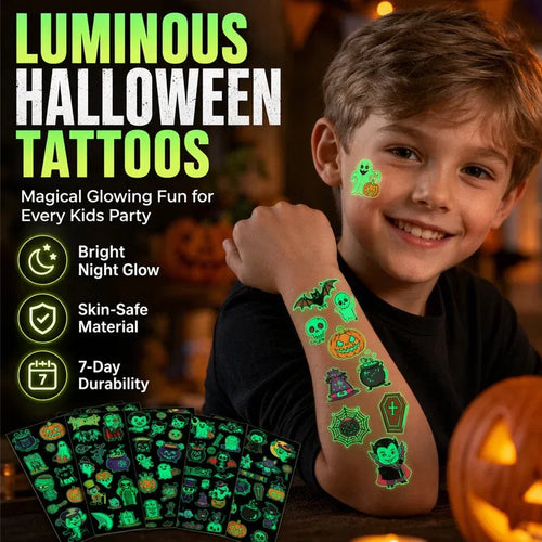 🔥Luminous Halloween Temporary Tattoos for Kids Cartoon Waterproof Glowing Stickers