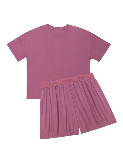 Women's 2-Piece Soft Lounge Set – Boxy Tee & Sleep Shorts, Comfortable Breathable Loungewear