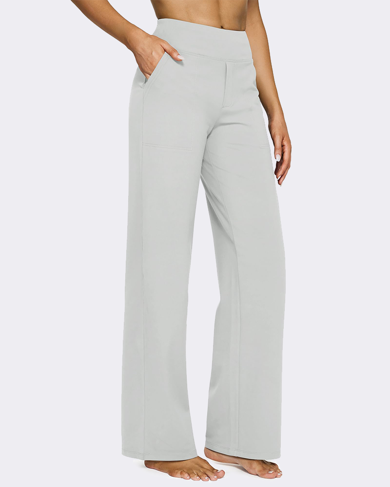 High-Waist Wide Leg Yoga Pants with Pockets