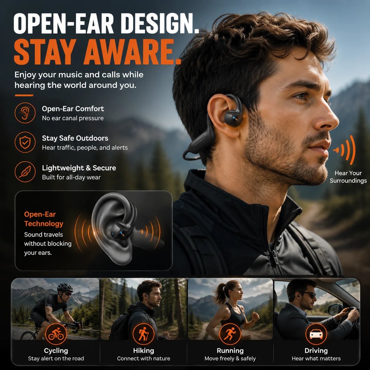 🔥🎧 8MP Smart Camera Open-Ear Headset – POV Video, Calls & AI Assistance 🎥⛺