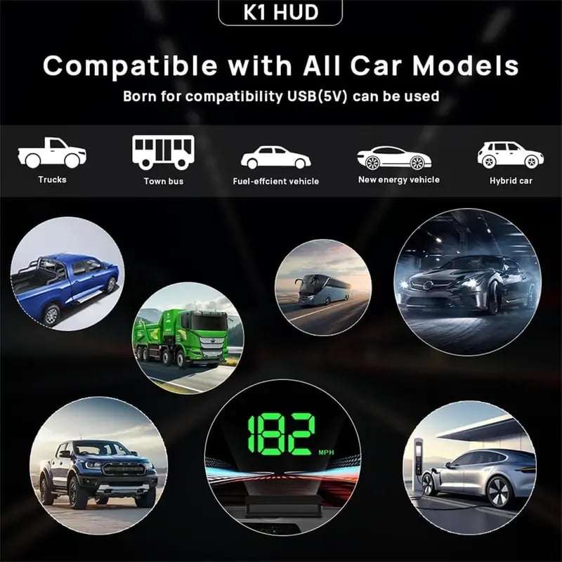 🚗 GPS Head-Up Display Speedometer – Digital HUD for Cars, Trucks & Motorcycles