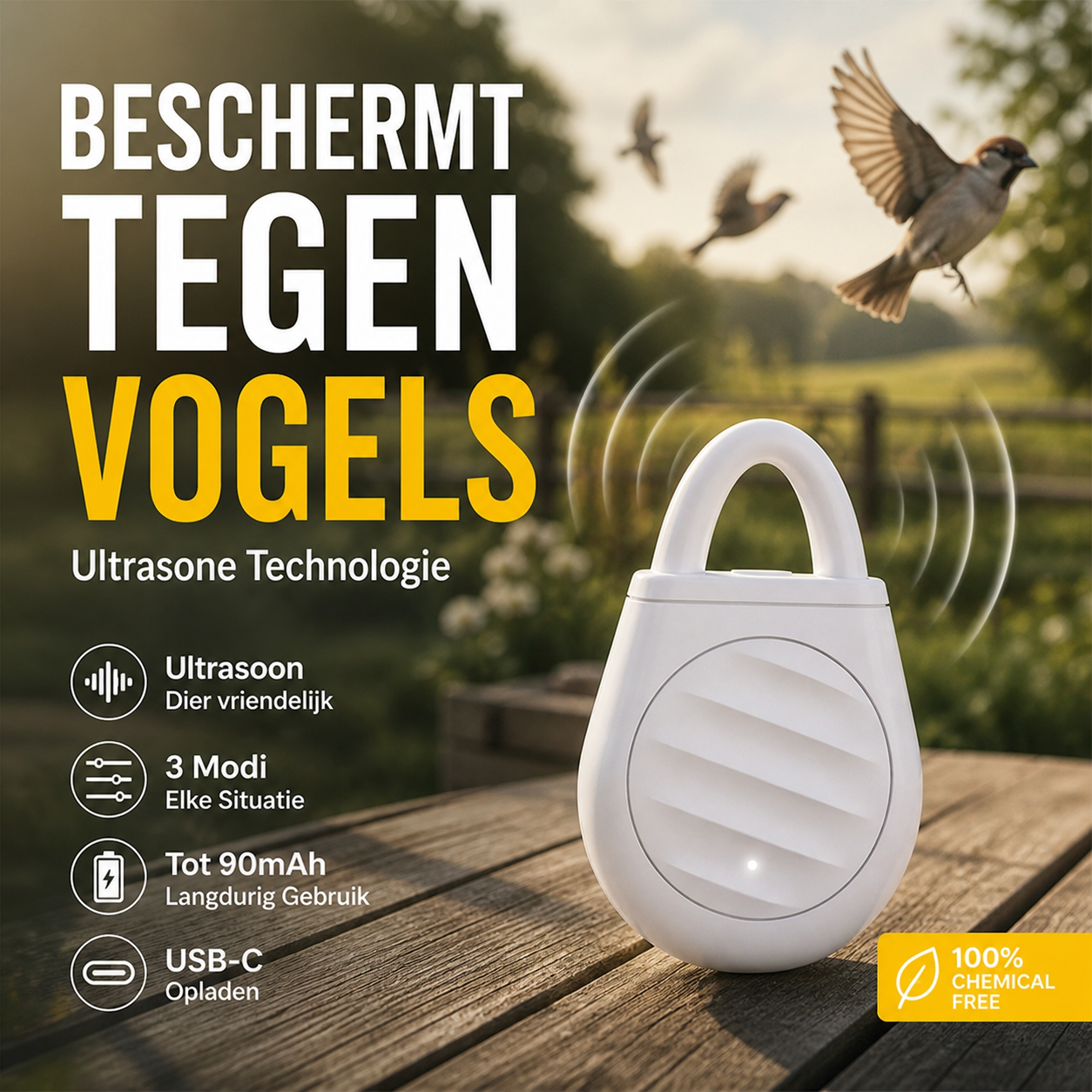 🐦 Keep Birds & Pests Away — Portable Ultrasonic Bird Repellent Keychain