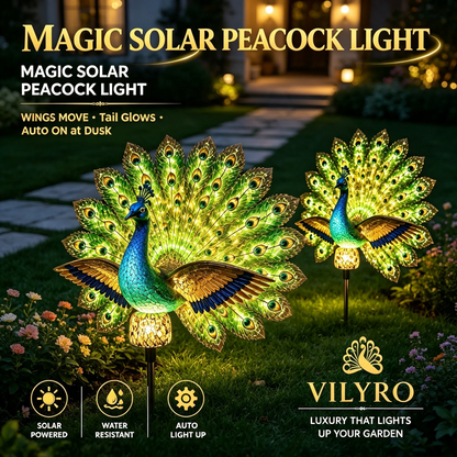 Solar Peacock Garden Sculpture – LED Auto-On, Outdoor Yard Art Decor