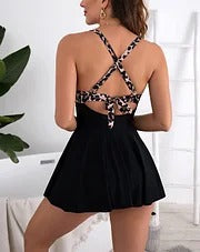 Women’s Tankini Skirt Swimsuit with Chest Pad