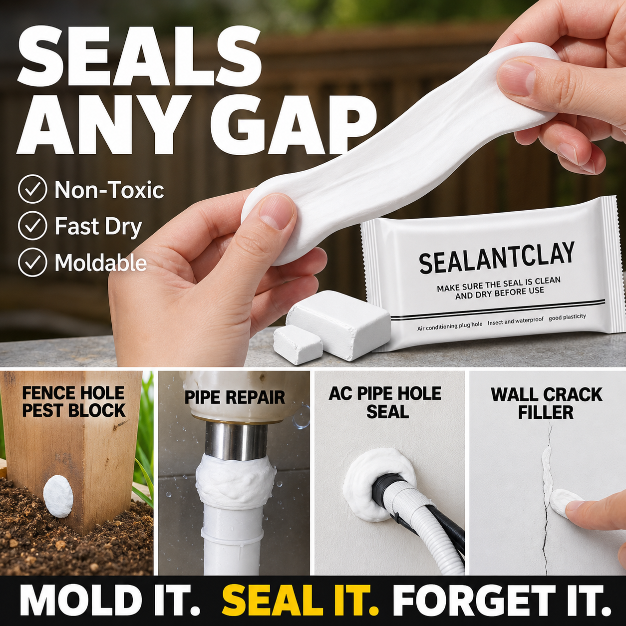 ⚡🔥Insect Block Seal Putty | Non-Toxic AC Hole Wall Repair Filler✨