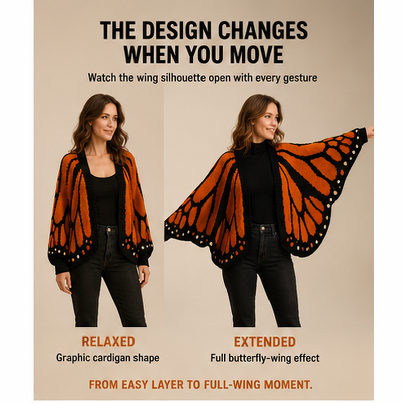 Women's Trendy Butterfly Wings Knit Cardigan Casual Fashion Knitwear Knit Coat for Vacation Parties