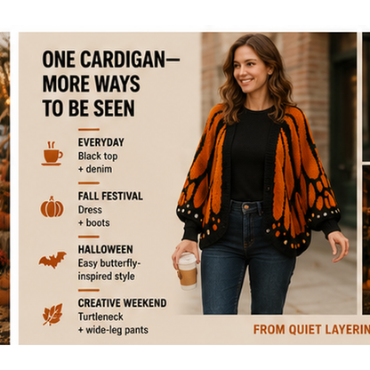 Women's Trendy Butterfly Wings Knit Cardigan Casual Fashion Knitwear Knit Coat for Vacation Parties
