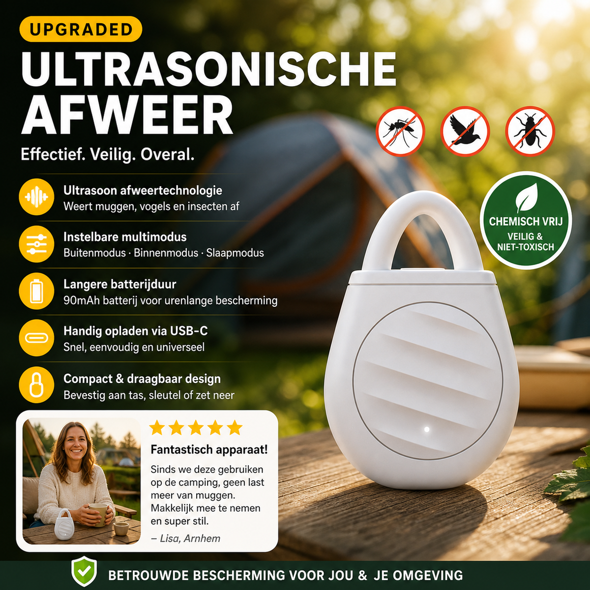 🐦 Keep Birds & Pests Away — Portable Ultrasonic Bird Repellent Keychain