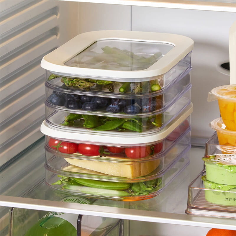 3-Layer Food Storage Containers with Lids – Reusable & Space-Saving Fridge Organizer