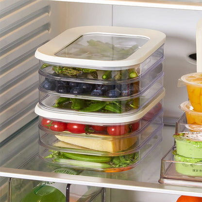 3-Layer Food Storage Containers with Lids – Reusable & Space-Saving Fridge Organizer