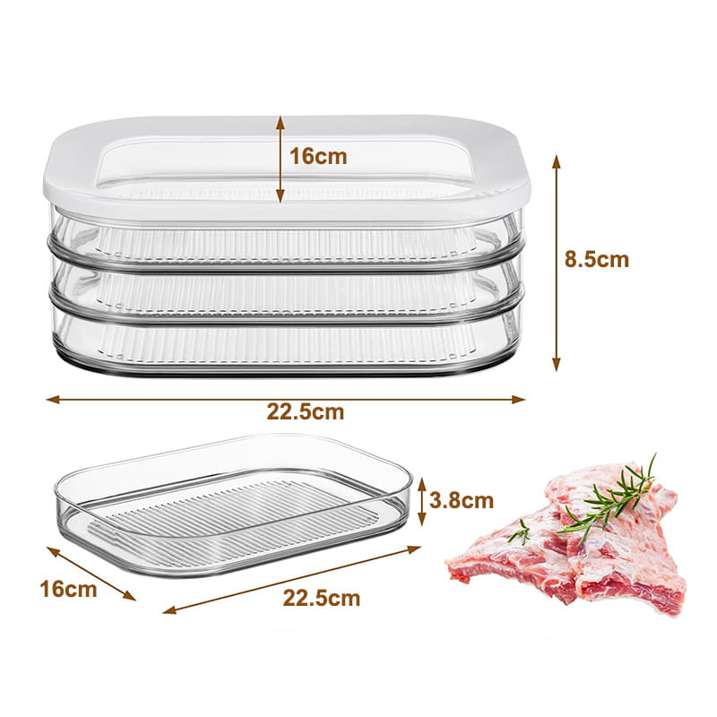 3-Layer Food Storage Containers with Lids – Reusable & Space-Saving Fridge Organizer