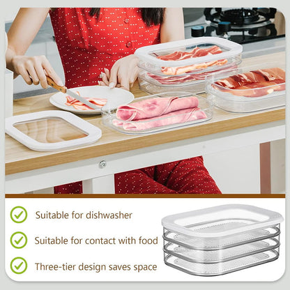 3-Layer Food Storage Containers with Lids – Reusable & Space-Saving Fridge Organizer