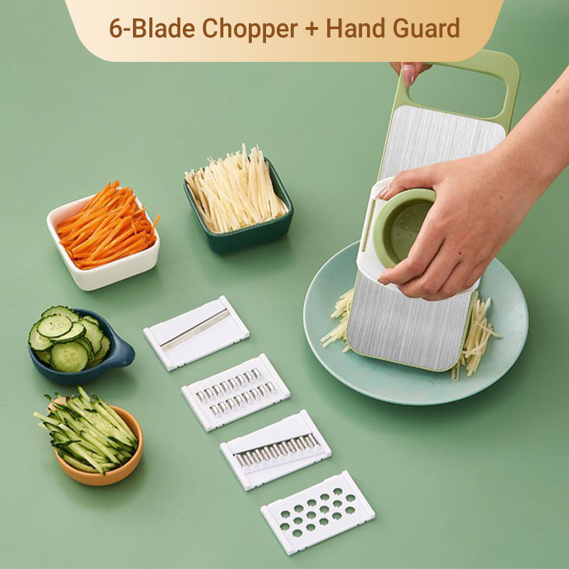 🔪 Multifunctional Vegetable Chopper with Hand Guard – 5 Blades, Non-Slip Base & Easy Chopping
