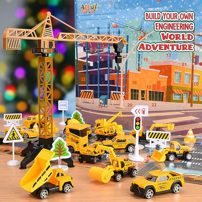 🚗Kids Advent Calendar for Boys: Alloy Construction Engineering Vehicle Toy Sets🎁
