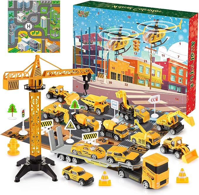 🚗Kids Advent Calendar for Boys: Alloy Construction Engineering Vehicle Toy Sets🎁