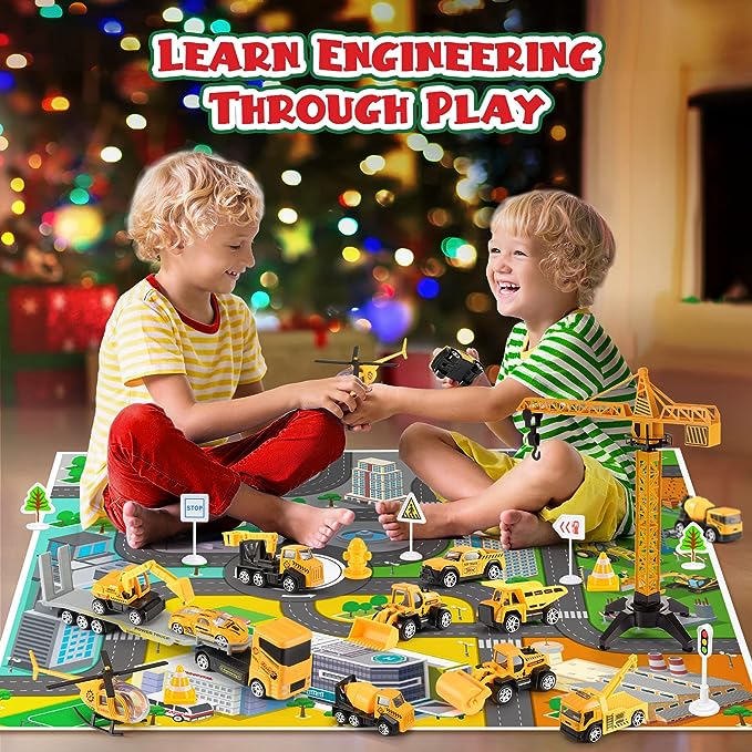 🚗Kids Advent Calendar for Boys: Alloy Construction Engineering Vehicle Toy Sets🎁