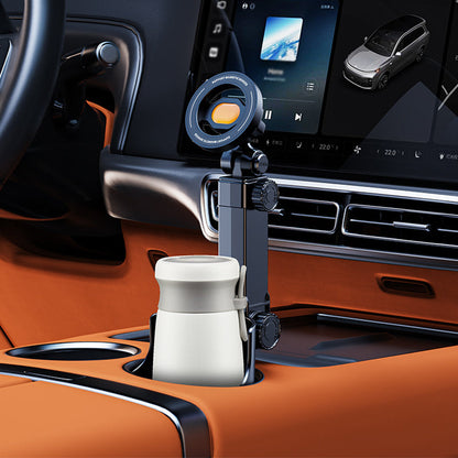 Car Cup Holder Phone Mount – 360° Adjustable, Strong N52 Magnet, One-Hand Operation