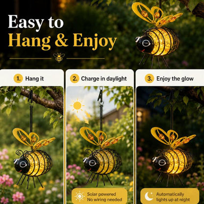 🌙🍃Hanging Solar Bee Light – Warm Amber Garden Decor for Patio, Camping & Outdoor Parties🌞🌜