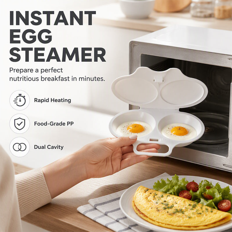 🥚 Microwave Egg Cooker – Perfect poached eggs in 2 mins, no oil & splash-proof🌿