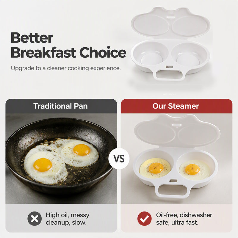 🥚 Microwave Egg Cooker – Perfect poached eggs in 2 mins, no oil & splash-proof🌿