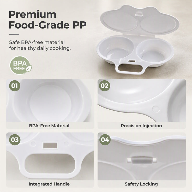 🥚 Microwave Egg Cooker – Perfect poached eggs in 2 mins, no oil & splash-proof🌿