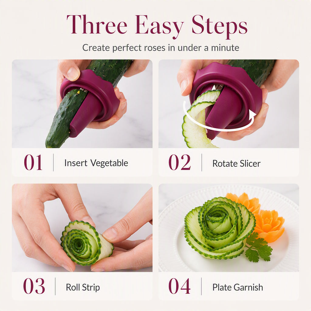 🥕✨ Manual Vegetable Spiralizer and Curler for Rose Flower Carving🌹🍽️