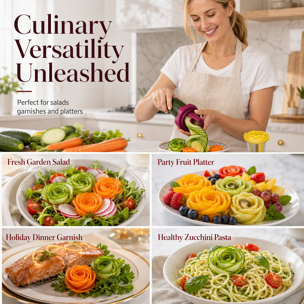 🥕✨ Manual Vegetable Spiralizer and Curler for Rose Flower Carving🌹🍽️