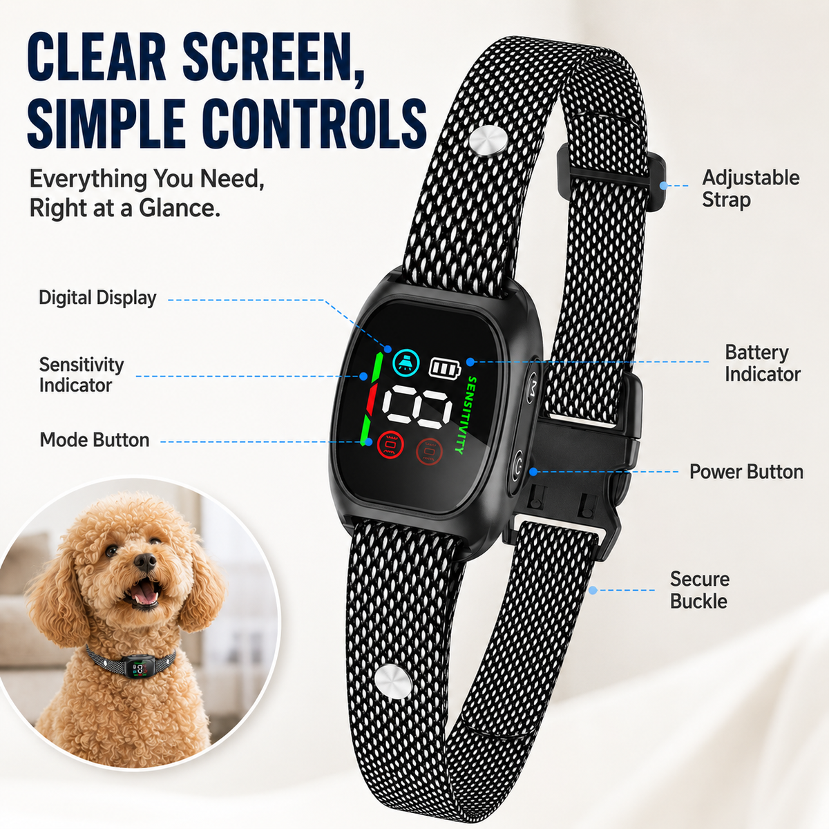 🐕🐾Anti Bark Collar – Smart anti‑false triggering filters out other barks. 💦✅