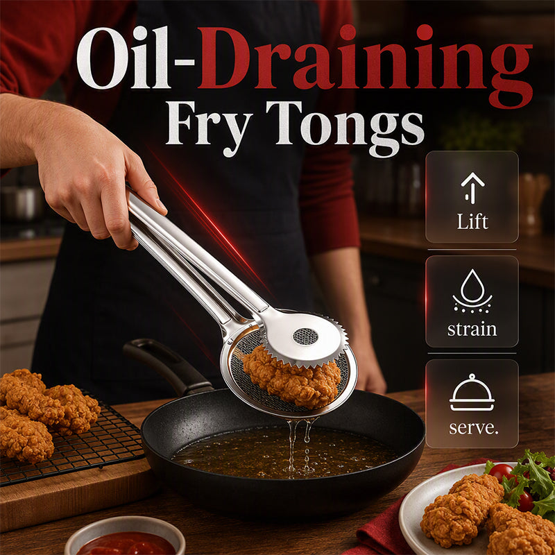 🥢 2-in-1 Stainless Steel Oil Siftang – Handy Kitchen Tool ✨