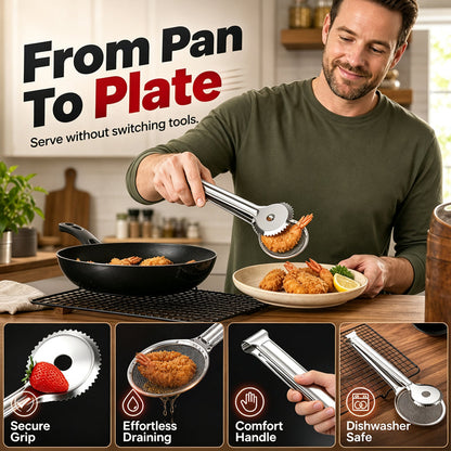 🥢 2-in-1 Stainless Steel Oil Siftang – Handy Kitchen Tool ✨