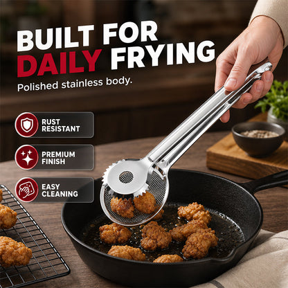 🥢 2-in-1 Stainless Steel Oil Siftang – Handy Kitchen Tool ✨