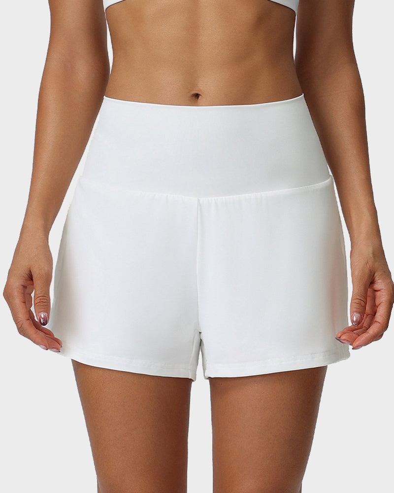 2-Piece High Waisted Tummy Control Yoga Shorts Set with Hidden Pockets